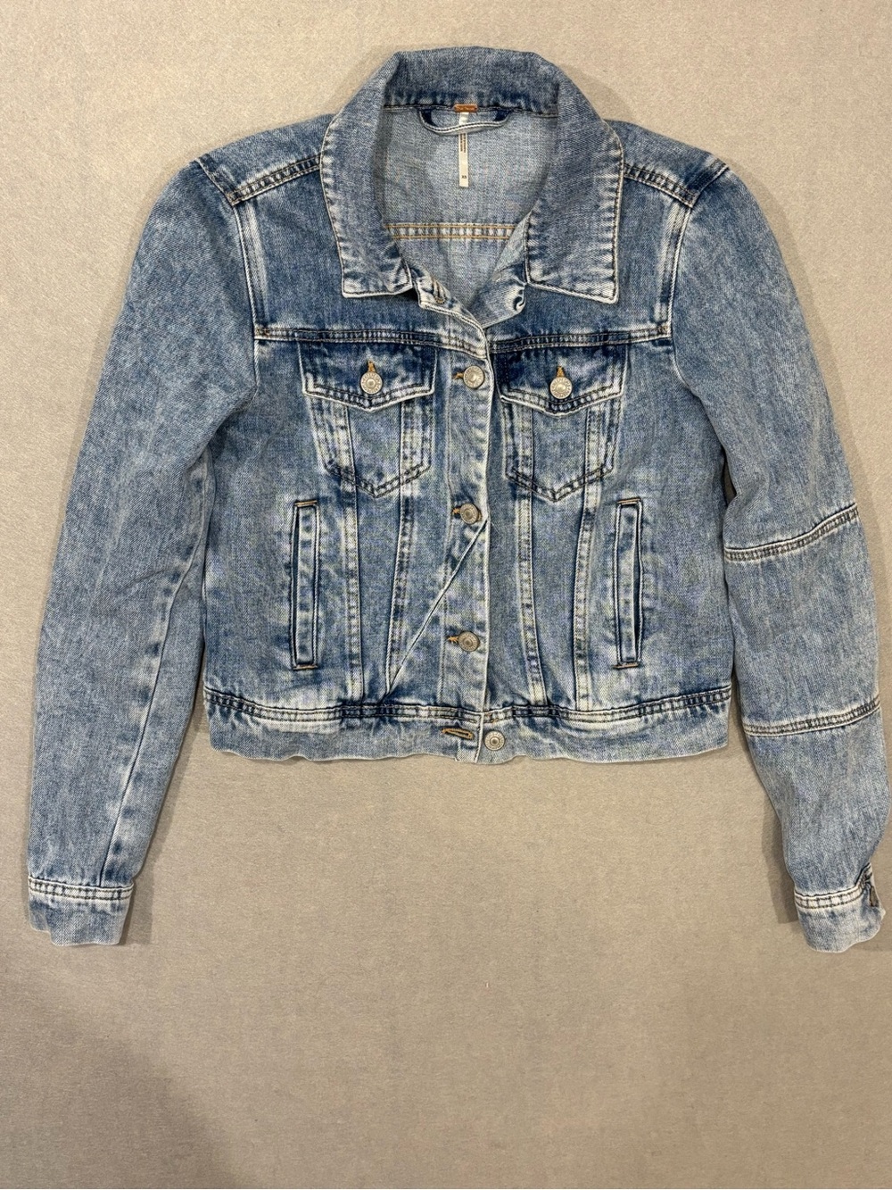 Free People Light Blue Washed Denim Jacket